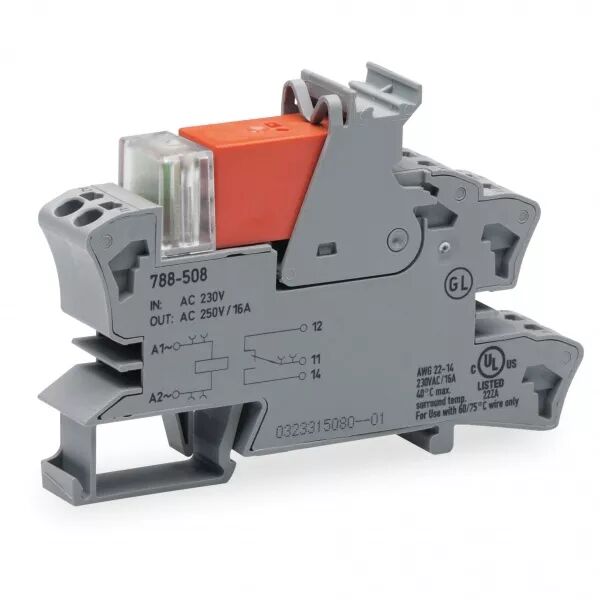 Embase avec relais H 15 mm 24 V AC - 1 RT - 16 A788-506