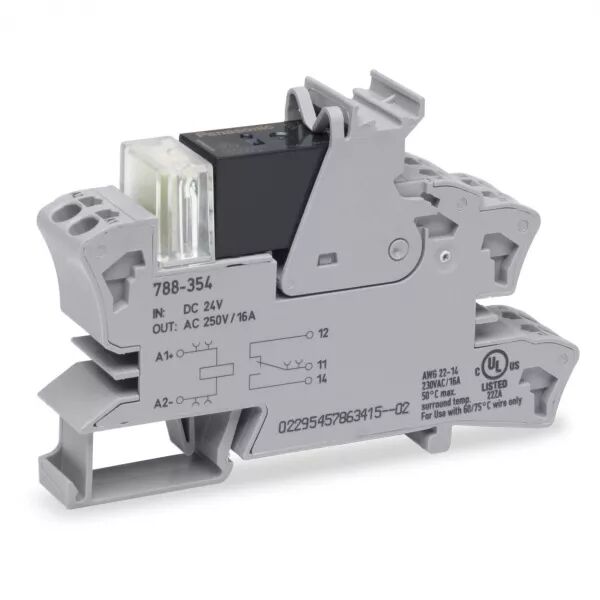 Embase avec relais H 15 mm 24 V DC - 1 RT - 16 A - Charge Lampe788-354