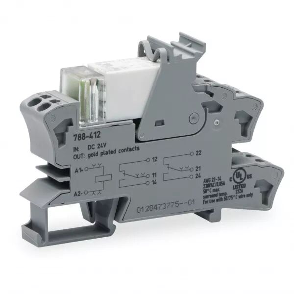 Embase avec relais H 15 mm 24 V DC - 1 RT - Contacts dor�s788-404