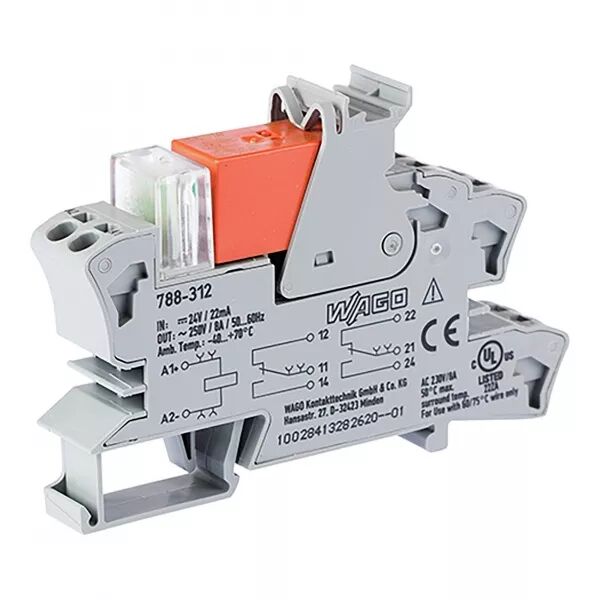 EMBASE AVEC RELAIS H 15 MM 24 V DC - 2 RT - 2X8 A