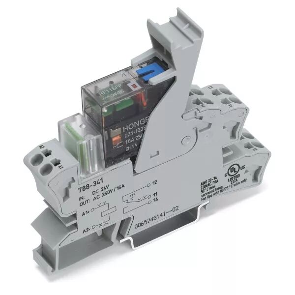 Embase avec relais H 25 mm 110 V DC - 1 RT - 16 A - For�age manuel788-344