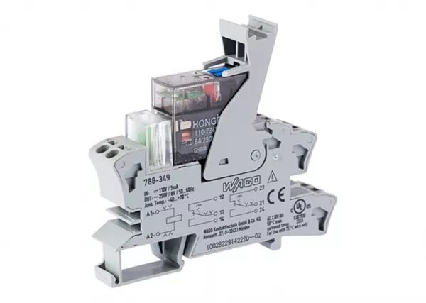 EMBASE AVEC RELAIS H 25 MM 110 V DC - 2 RT - 2X8 A - FOR�AGE MANUEL