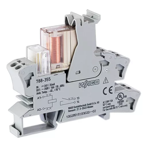 Embase avec relais H 25 mm 24 V DC - 1 T - 16 A - Charge lampe788-355
