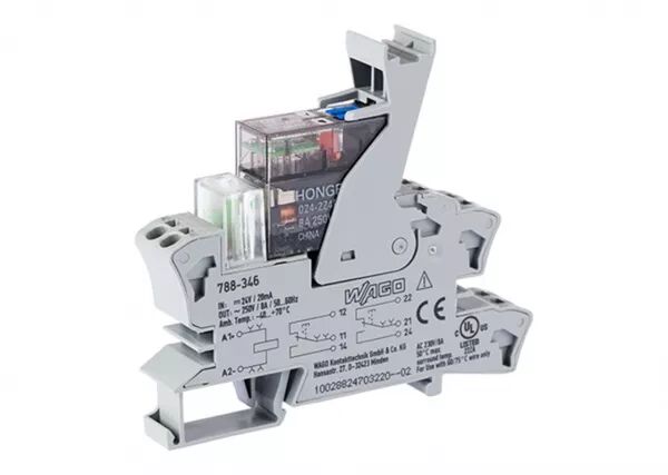 EMBASE AVEC RELAIS H 25 MM 24 V DC - 2 RT - 2X8 A - FOR�AGE MANUEL