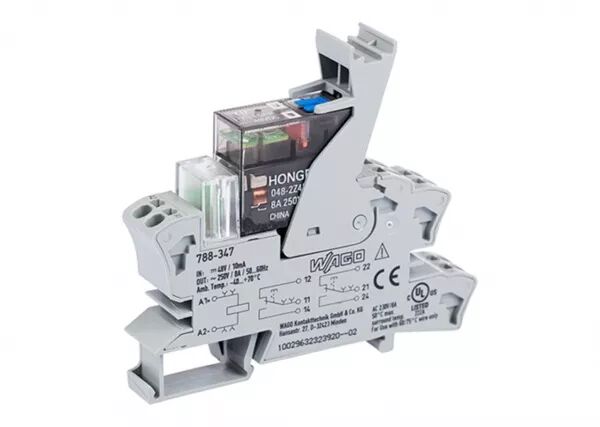 EMBASE AVEC RELAIS H 25 MM 48 V DC - 2 RT - 2X8 A - FOR�AGE MANUEL