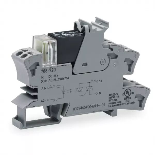 Embase avec SSR H 15 mm 24 V DC / 24 - 240 V - 1A788-720