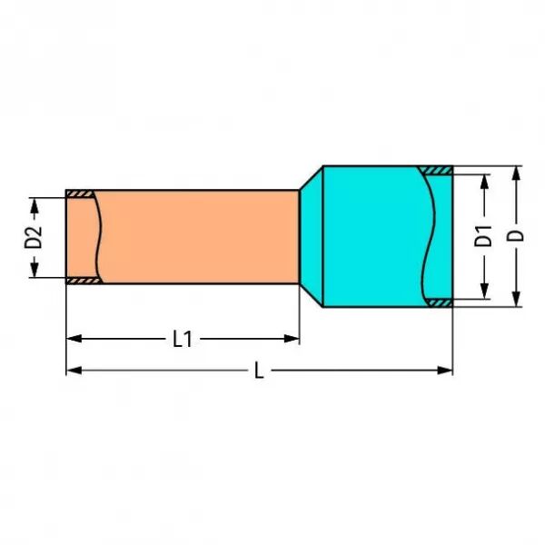 Embout rebord plastique vert, �tam�, 0,35 mm�, L=10,5 mm (216-322)