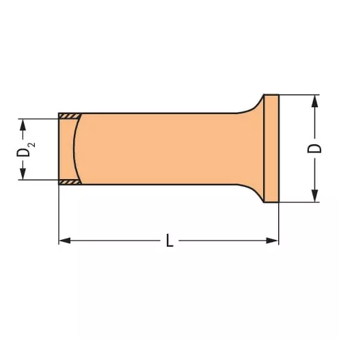Embout sans rebord plastique, �tam�, 0,75 mm�, L=6 mm (216-122)