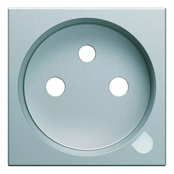 Enjoliveur Gallery prise de courant � puits 2P+T � voyant, finition Titane (WXD103T)
