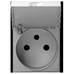 Enjoliveur Gallery prise de courant � puits 2P+T avec couvercle, finition Titane (WXD101T)