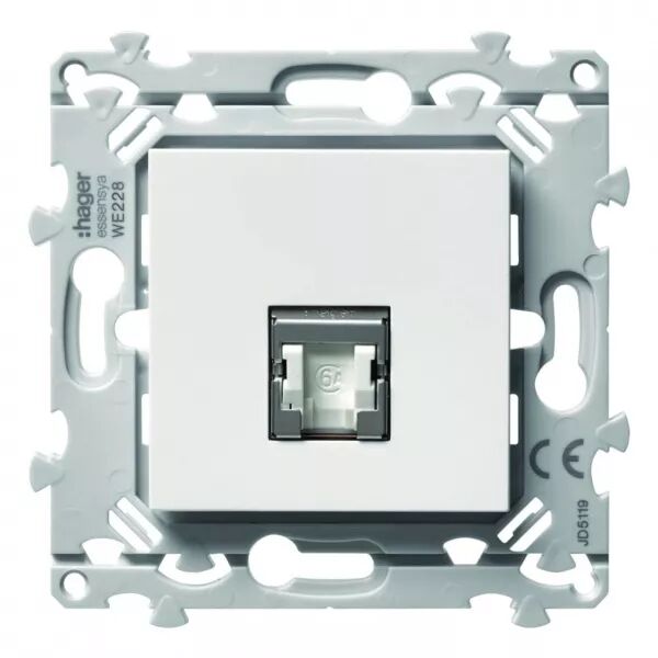 essensya prise simple RJ45 CAT. 6A STP, grade 3TV, finition pure (WE228)