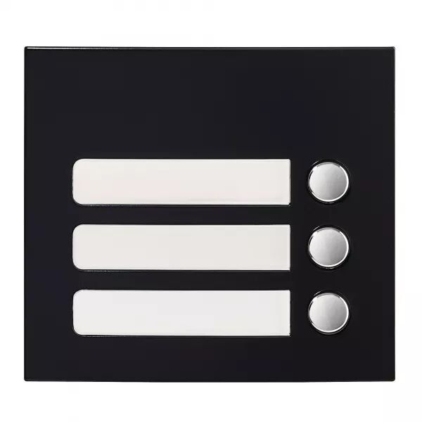 FA�ADE 3 BOUTONS POUSSOIR FINITION NOIRE SATIN POUR MODULE D\'APPEL GTSW