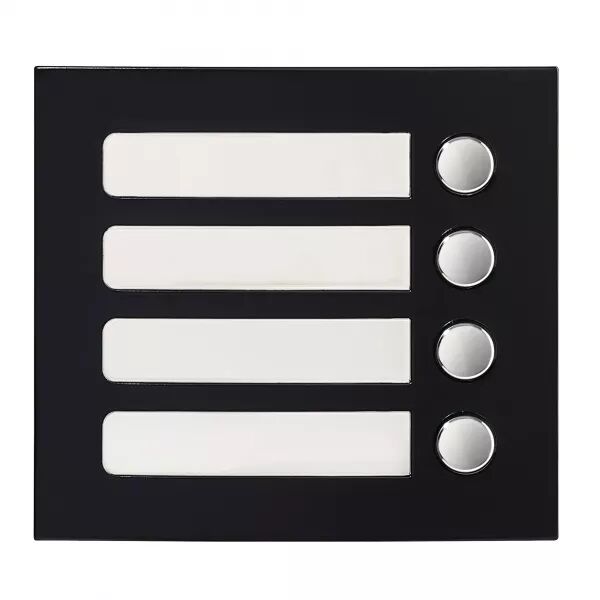FA�ADE 4 BOUTONS POUSSOIR FINITION NOIRE SATIN POUR MODULE D\'APPEL GTSW