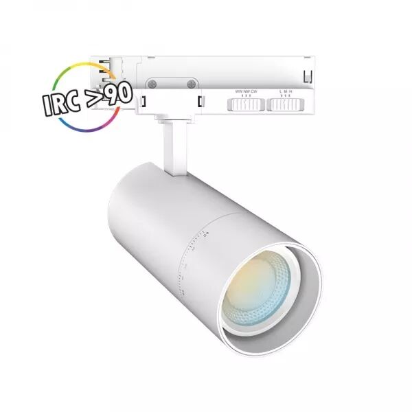 FOCUS SLIM II SPOT SUR RAIL BLC 35W/30W/25W 3CCT IP20 ANGLE AJUS 3ANS