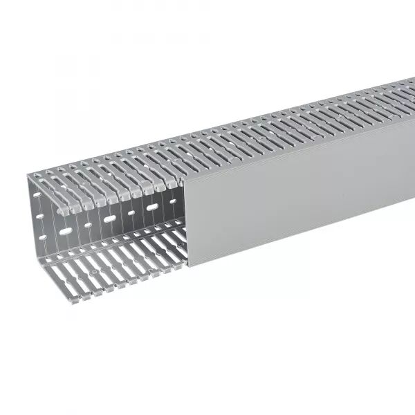 Goulotte de c�blage Segma - 100mmx100mm - Fond+couvercle - Longueur 2m -PVC gris