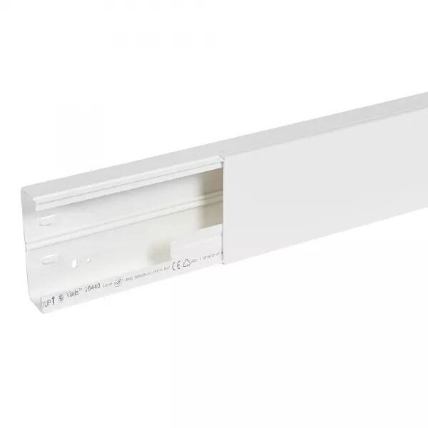 Goulotte distribution Viadis 120x40mm-Fond+couvercle-1 compart-Longueur 2m-Blanc