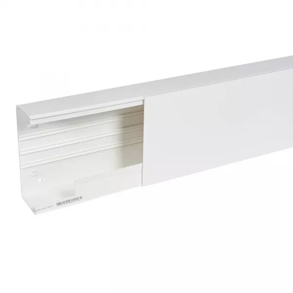Goulotte distribution Viadis 200x80mm-Fond+couvercle-1 compart-Longueur 2m-Blanc
