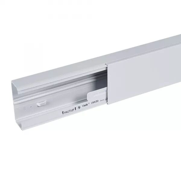 Goulotte distribution Viadis 90x40mm-Fond+couvercle-1 compart-Longueur 2m-Gris