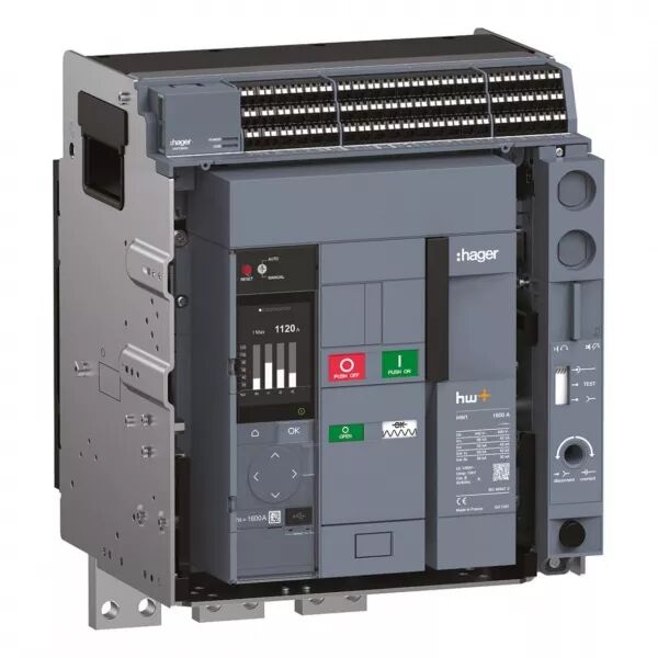 HAGER - Disjoncteur Ouvert complet HW1 66kA 1600A 3P D�brochable pour TU sentinel Energy (HF1E316DEGH-MTS)