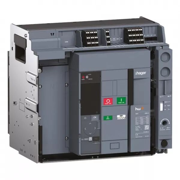 HAGER - Disjoncteur Ouvert complet HW1 66kA 1600A 4P D�brochable pour TU sentinel Energy (HF1E416DEGH-MTS)