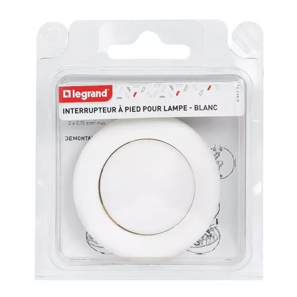 INTERRUPTEUR 2A 250V~ AVEC COMMANDE AU PIED POUR LAMPADAIRE - BLANC