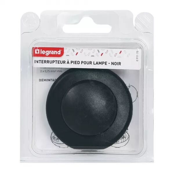 INTERRUPTEUR 2A 250V~ AVEC COMMANDE AU PIED POUR LAMPADAIRE - NOIR