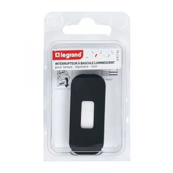 INTERRUPTEUR � BASCULE � TOUCHE LUMINESCENTE NOIR - BLISTER AVEC GENCOD