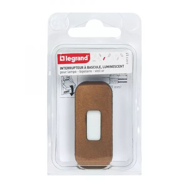 INTERRUPTEUR � BASCULE � TOUCHE LUMINESCENTE VIEIL OR - BLISTER AVEC GENCOD