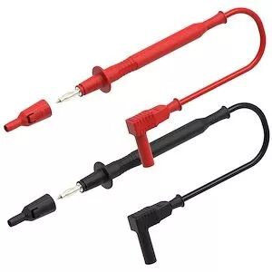Jeu de cordons Pointe de touche (2/ 4 mm)/Ban. coud�e (4 mm) (N+R) 600V CATIV (SA 101)