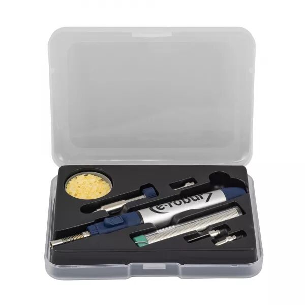 KIT FER � SOUDER � GAZ, 30/70W, 4 PANNES, SUPPORT, �PONGE ET COFFRET