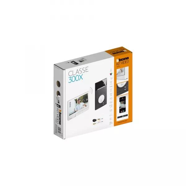 KIT PORTIER CLASSE 300X - BLANC + PLATINE LIN�A 3000 NOIRE AVEC BADGES