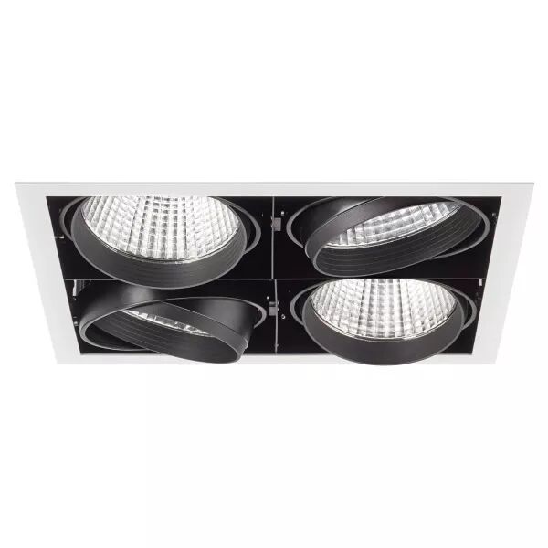 KIT QUADRA QUATRO -Downlight orient. blanc, 4 mod. LED 34W 3000K 40� 3300lm incl (51182)