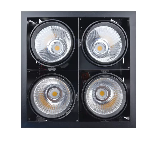 KIT QUADRA QUATRO -Downlight orient. noir, 4 mod. LED 34W 4000K 40� 3400lm incl (51278)