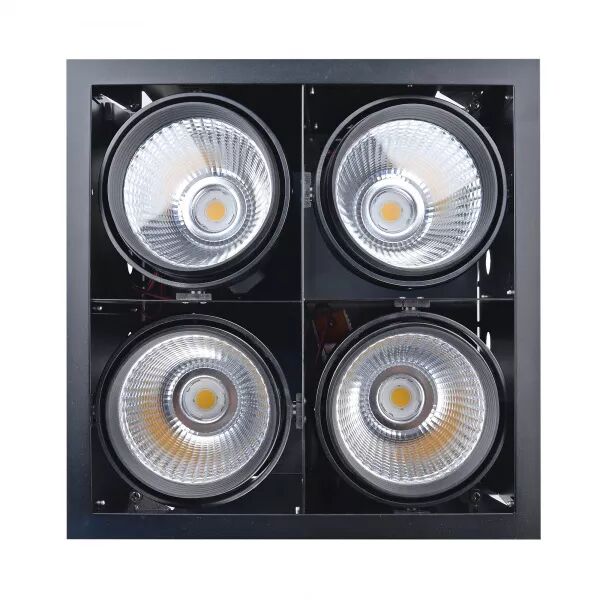 KIT QUADRA QUATRO -DOWNLIGHT ORIENT. NOIR, 4 MOD. LED 34W 4000K 40� 3400LM INCL