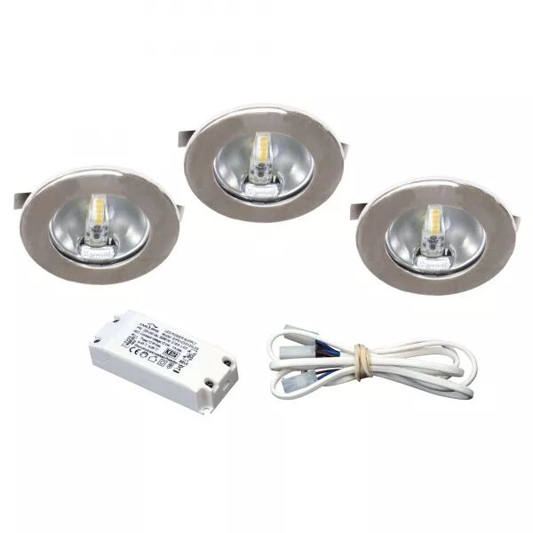 KIT S1200 LED - ENCASTR�S CHROM�S AVEC LED G4 1,8W 3000K 150LM, DRIVER INCLUS