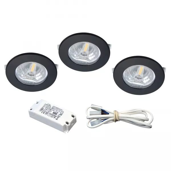 KIT S1200 LED - ENCASTR�S NOIRS AVEC LED G4 1,8W 3000K 150LM, DRIVER INCLUS