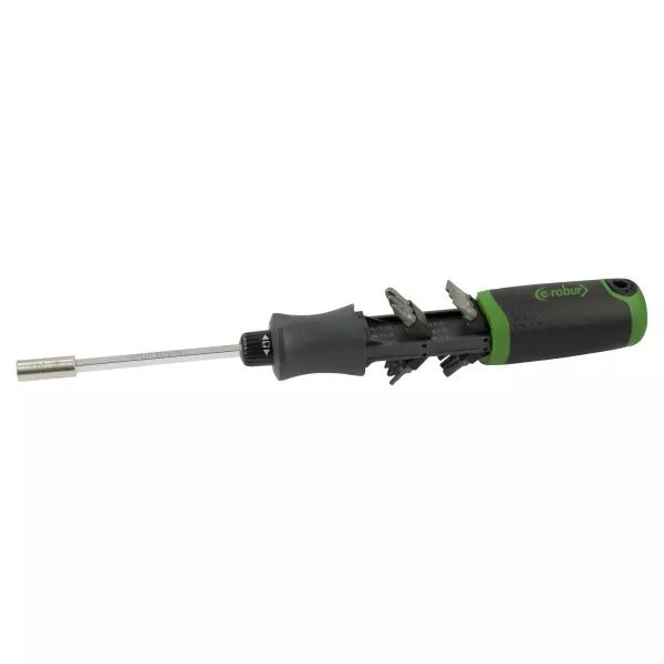 Kit tournevis porte embouts � cliquet. 12 embouts, PH, PZ, Tx, plat. (412110)