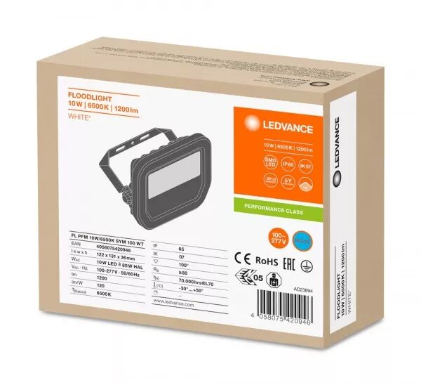LDV FL PFM SYM100 10W/6500K 1200LM IP65 IK07 100� BLANC PROJECTEUR LEDVANCE