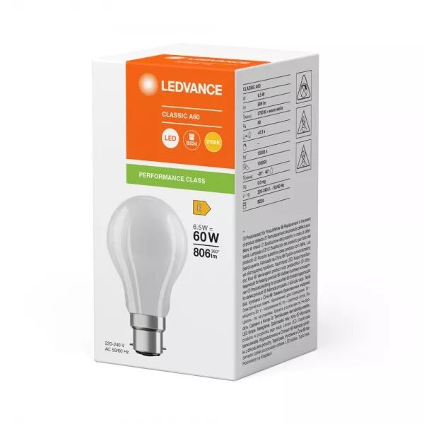 LED CLASSIC LEDVANCE PFM CLA60 VERRE D�POLI B22D 6,5W 827 806LM