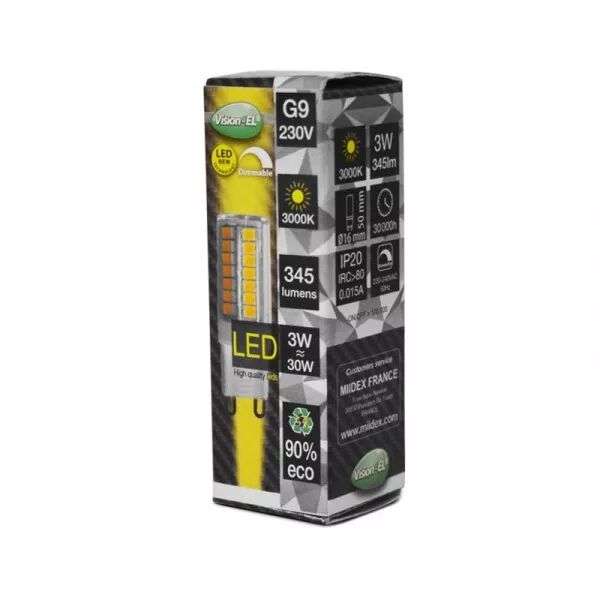 LED G9 3.5W 3000K 230 VOLT DIM BOITE � 350LM � 300�
