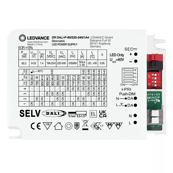 LEDVANCE - DRIVER LED PERFORMANCE COURANT Constant 60 W 1400 DALI (4058075779662)