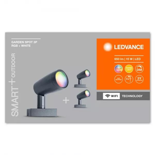LEDVANCE - Kit extension x 3 SMART WIFI GARDENSPOT COULEUR CHANGEANTE (4058075478497)
