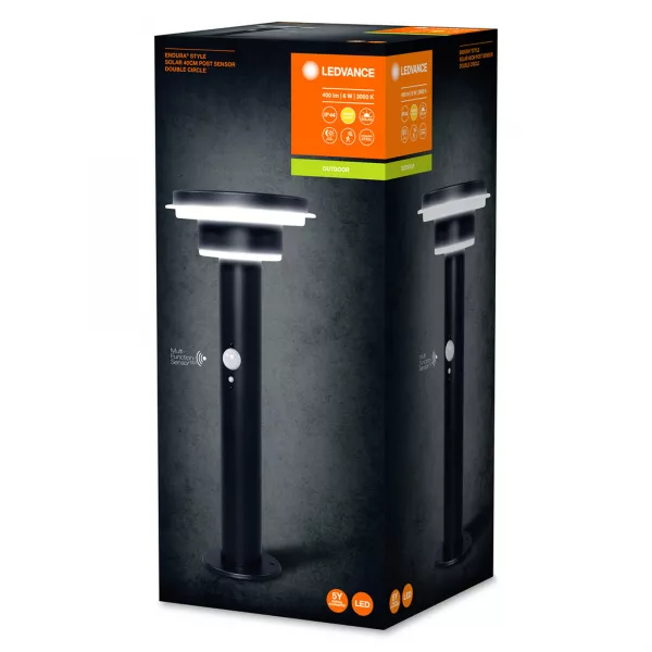 LEDVANCE - LDV ENDURA SOLAR DOUBLE CIRCLE 40CM 6W/3000K 400lm IP44 NOIR LEDVANCE BORNE (4058075392748)