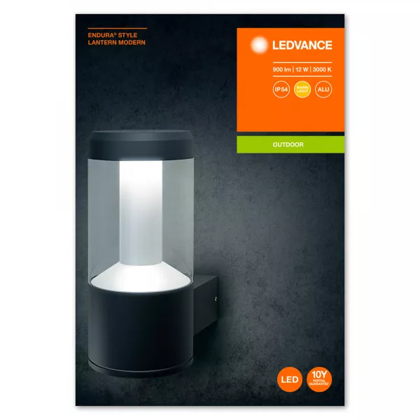 LEDVANCE - LDV ENDURA STYLE LANTERN Applique 12W/3000K 610lm IP44 GRIS LEDVANCE (4058075205017)