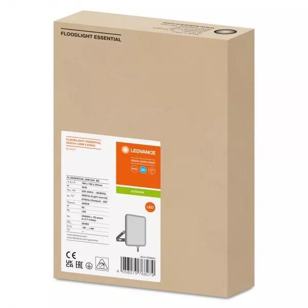 LEDVANCE - LDV FL ESSENTIAL 30W/4000K 2700lm IP65 Noir Projecteur LEDVANCE (4058075768079)