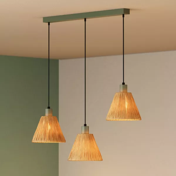 LEDVANCE - LDV Susp. lin�aire trio d�co RAFFIA � culot E27 vert, lampe non incluse LEDVANCE (4058075838178)
