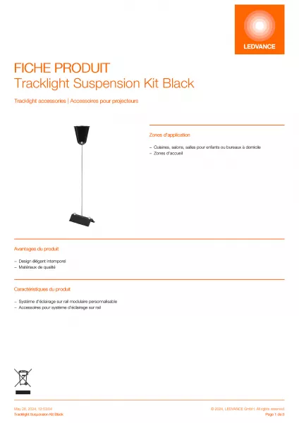 LEDVANCE - LDV TrackLight SUSPENSION KIT NOIR      Levance (4058075764187)