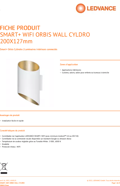 LEDVANCE - LEDVANCE Smart+ WF ORBISCYLINDRO200X120TWWT (4058075574175)
