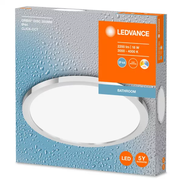 LEDVANCE - Orbis Disc Plafonnier IP44 300mm CLICK CCT Chrome (4099854096136)