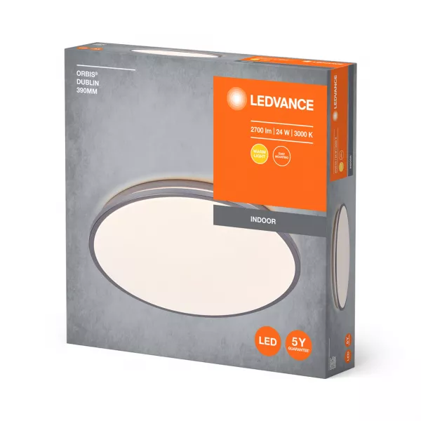 LEDVANCE - ORBIS DUBLIN PLAFONNIER 390mm 24W CHAUD Argent (4058075832756)